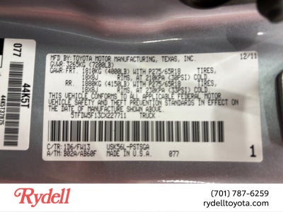 2012 Toyota Tundra 4WD Truck Grade 5.7L V8
