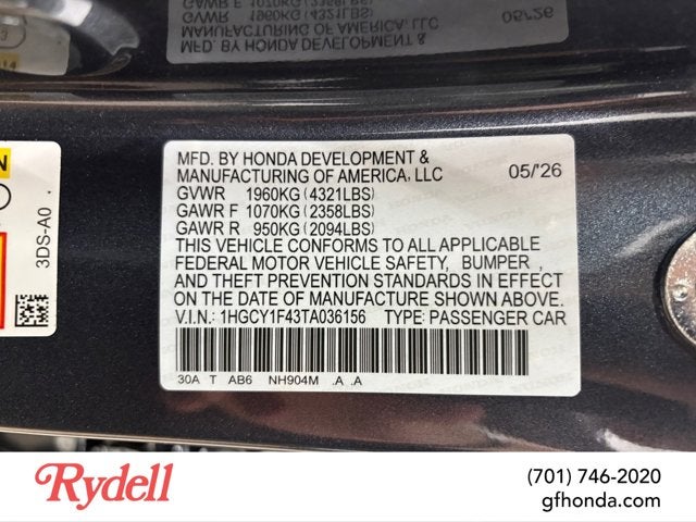 2026 Honda Accord Sedan SE