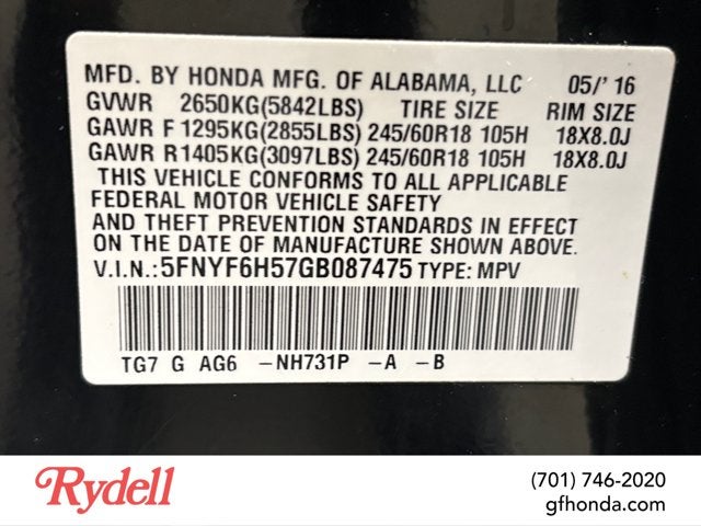 2016 Honda Pilot EX-L