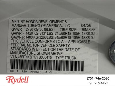 2026 Honda Ridgeline Sport