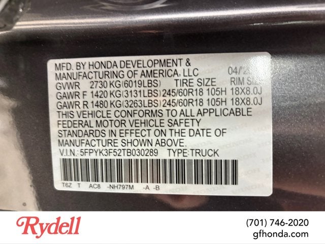 2026 Honda Ridgeline RTL