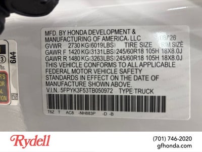 2026 Honda Ridgeline RTL
