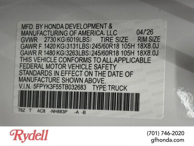 2026 Honda Ridgeline RTL