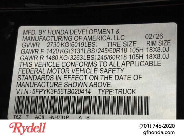 2026 Honda Ridgeline RTL