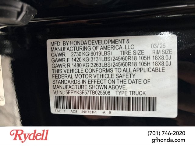 2026 Honda Ridgeline RTL