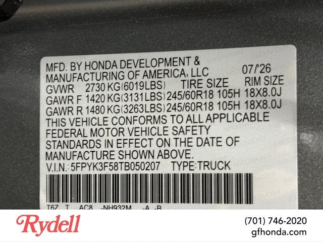 2026 Honda Ridgeline RTL