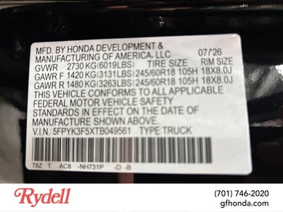 2026 Honda Ridgeline RTL