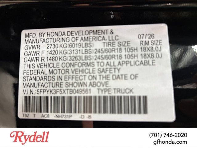 2026 Honda Ridgeline RTL